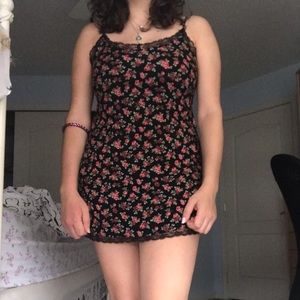 Rose print mini dress